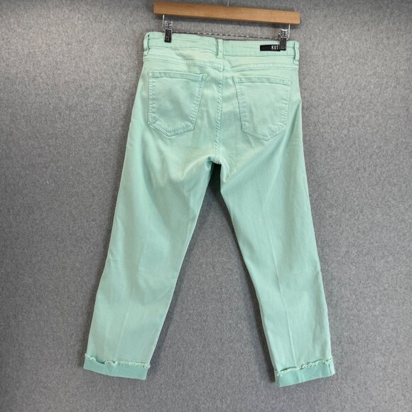 Kut From The Kloth Amy Crop Straight Leg Mint Seafoam Pants Rolled Cuff Size 10 - Picture 7 of 16